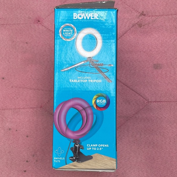 NIB  Bower Live streaming 6” RGB/white ring light Table tripod and clip … - Picture 4 of 6